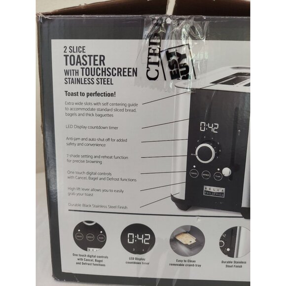 Bella Classics 2-Slice Wide-Slot Toaster - Stainless Steel Multi Setting Toaster - Picture 4 of 9